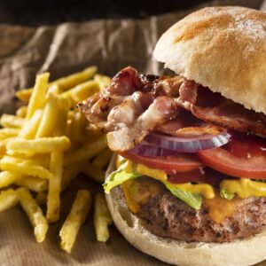 high angle delicious burger composition scaled